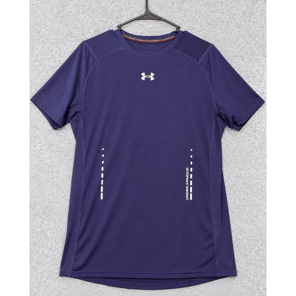 Under Armour Shirt Mens Medium HeatGear Athletic Training Gym Tee Purple MD